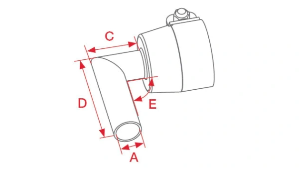 насадка трубчатая ø 5 мм 30 x 60 мм изогнутая на 90° (посадочный диаметр ø 21.3 мм)