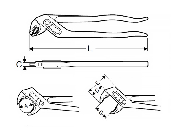 сантехнические клещи с пластмассовыми рукоятками d 1,1/2', l 12'