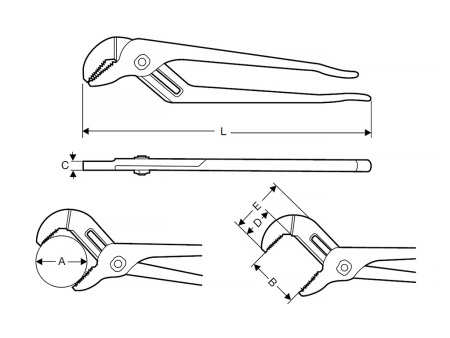 сантехнические клещи с проточками d 1,1/2', l 10' с пластиковыми ручками