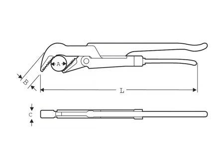 газовый ключ с губками под 45 град. d 1,1/2'