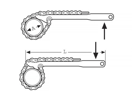 двухсторонний цепной ключ d 4', l 12'