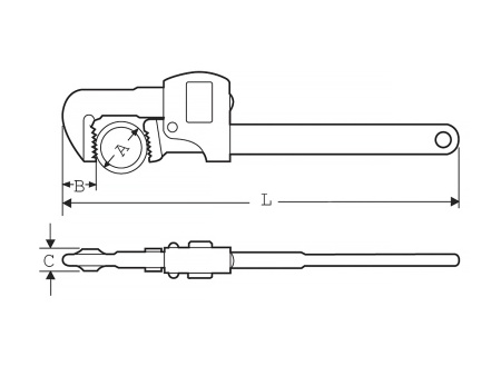 трубный ключ stillson d 2,1/2', l 24' (стиллсон)