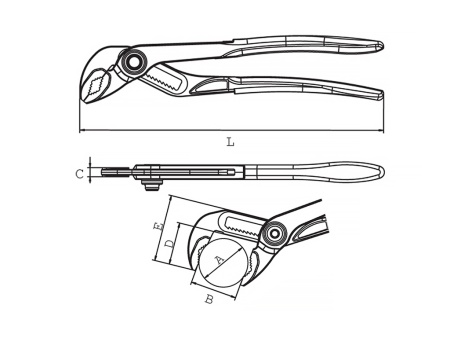 быстрорегулируемые сантехнические клещи d 1', l 7'
